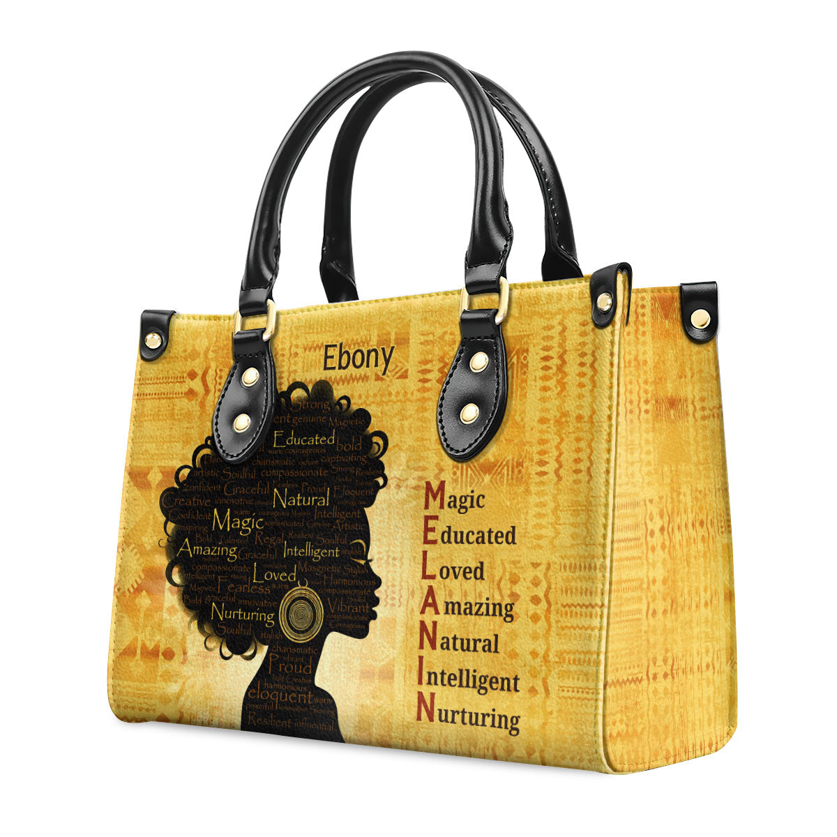 MELANIN Meaning - Personalized Leather Handbag - SB02A