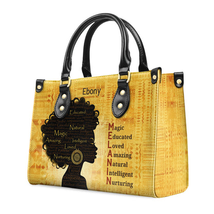 MELANIN Meaning - Personalized Leather Handbag - SB02A