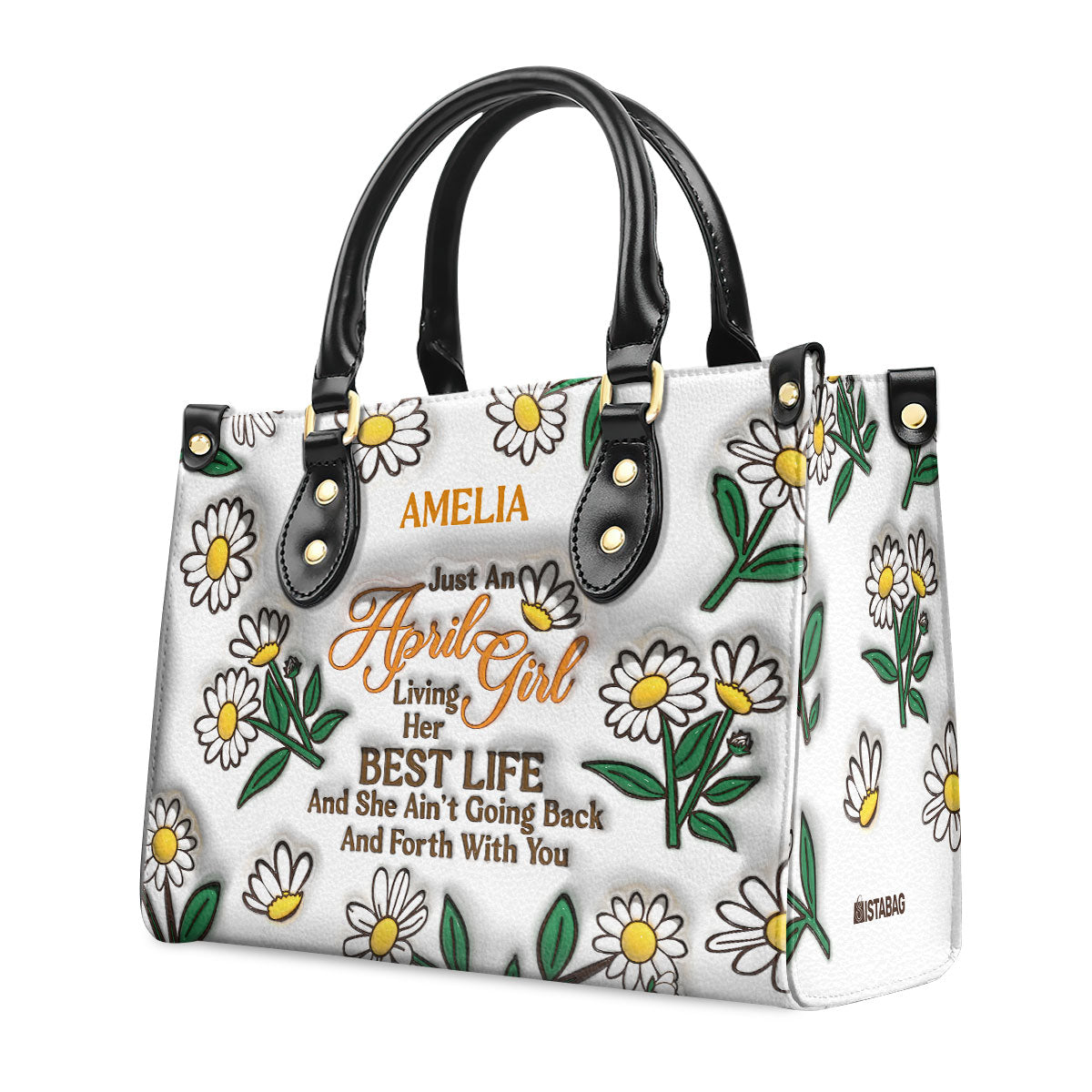 Birth Month Flowers - Just A Girl Living Her Best Life - Personalized Leather Handbag SBT34