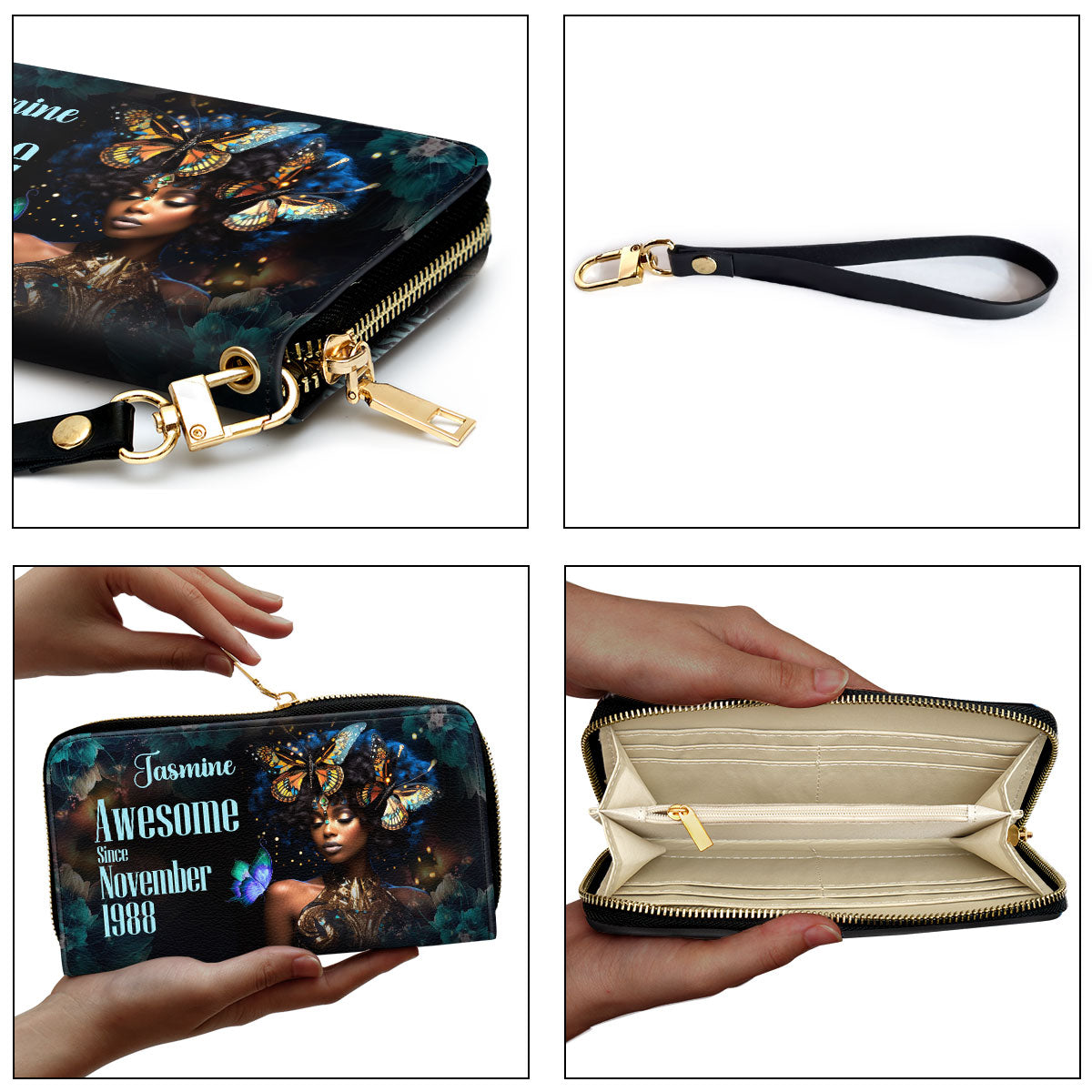 Personalized Awesome Leather Clutch Purse STB54