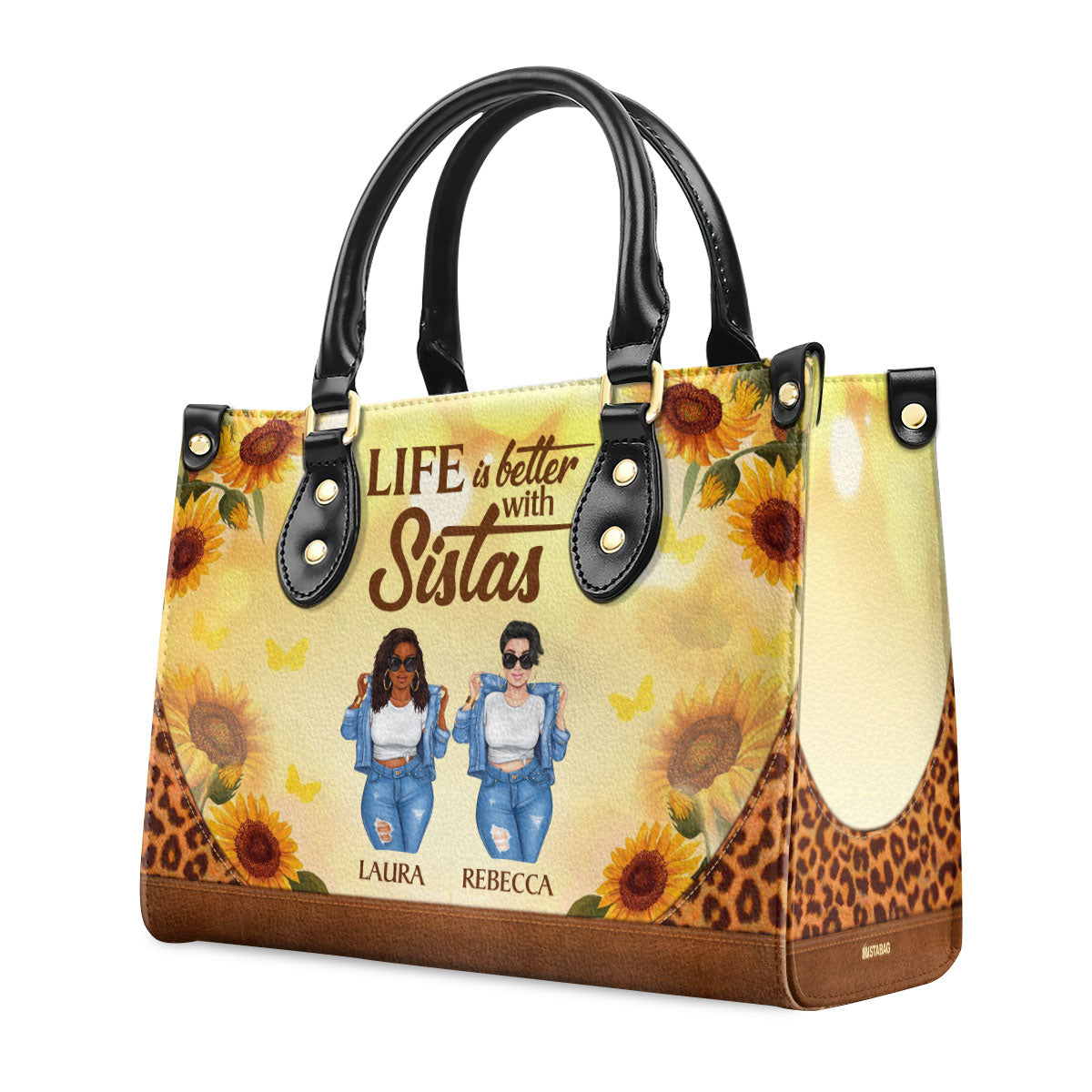 Life Is Better With Sistas - Personalized Leather Handbag STB01A