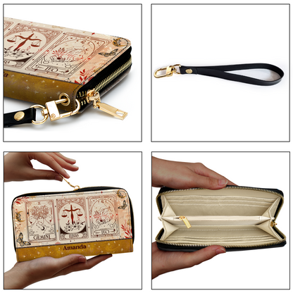 Zodiac Big Three - Personalized Leather Clutch Purse SBCPLM2568T