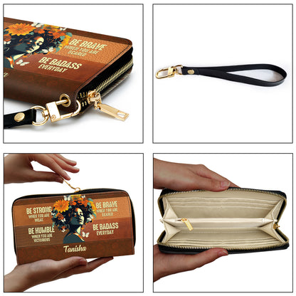 Be Badass Everyday - Personalized Leather Clutch Purse