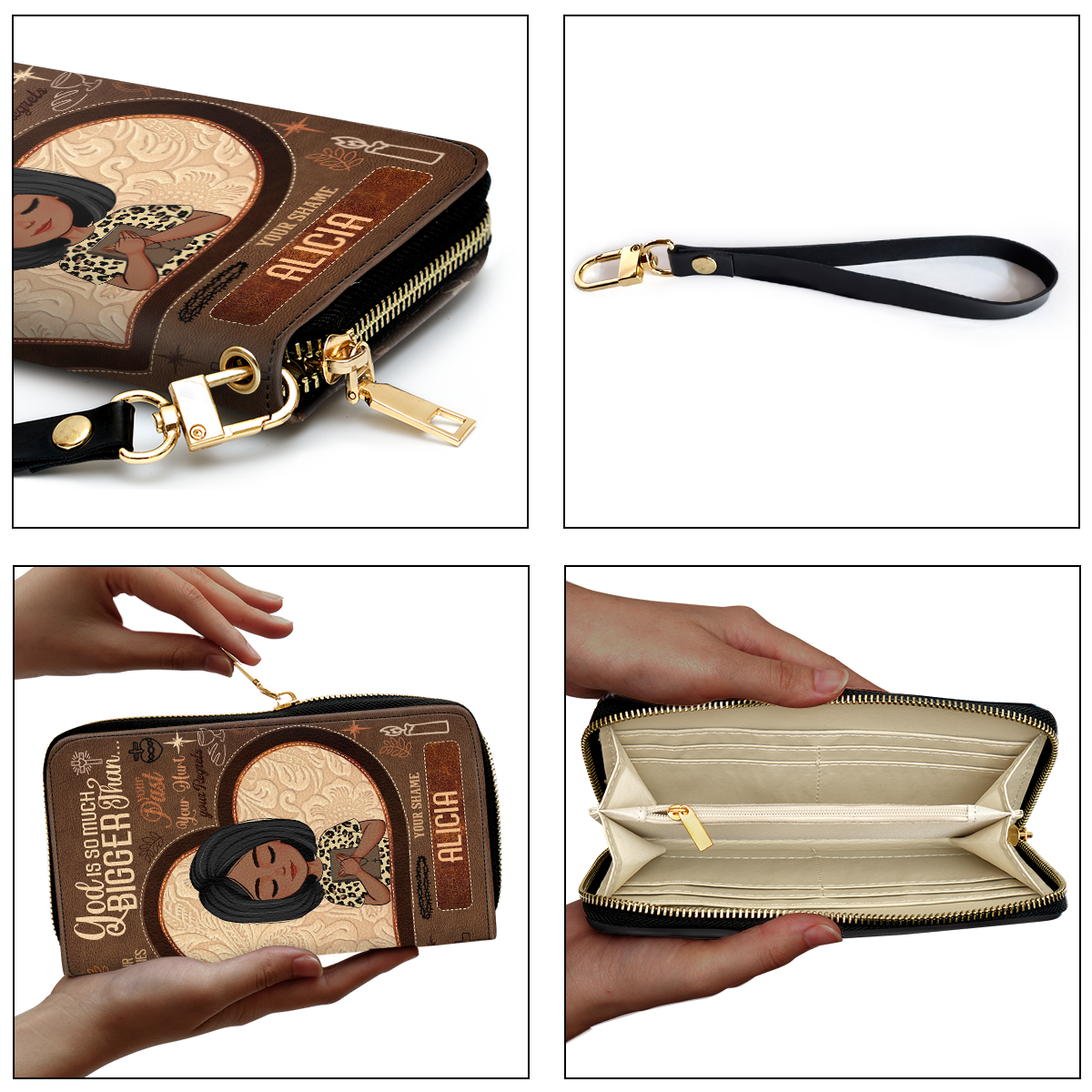 God Is So Much Bigger Than - Personalized Leather Clutch Purse SBCPLM2682T