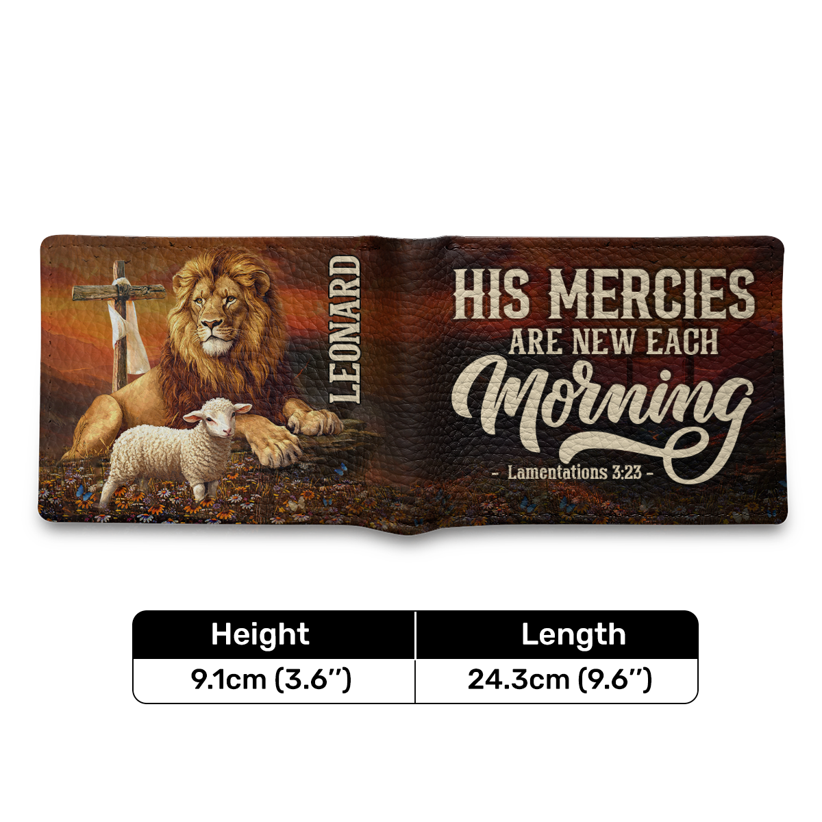 His Mercies Are New Each Morning - Personalized Leather Folded Wallet SBLFWLM2720M