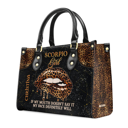 If My Mouth Doesn't Say It My Face Definitely Will - Personalized Leather Handbag MB93