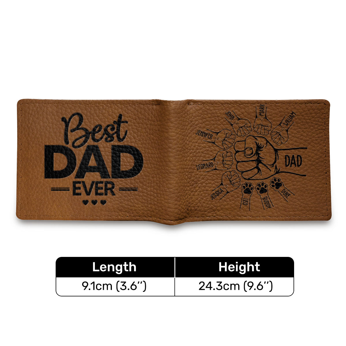 Best Dad Ever - Personalized Leather Folded Wallet SBLFWH860