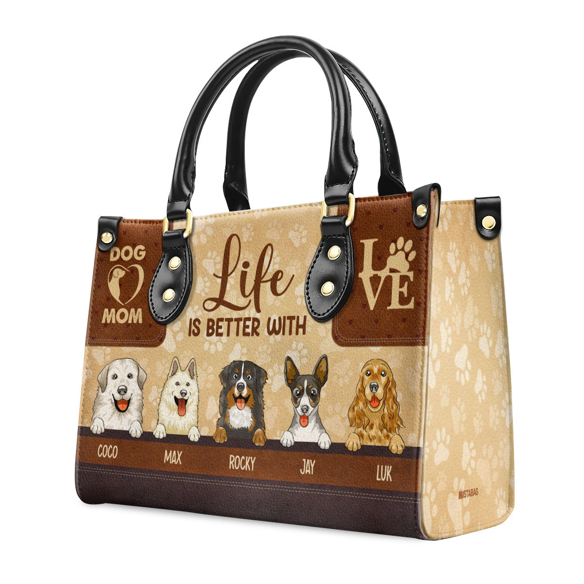 Life Is Better With Dogs - Personalized Leather Handbag STB153