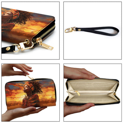 AfroArt "Dreaming" -  Leather Clutch Purse MB68