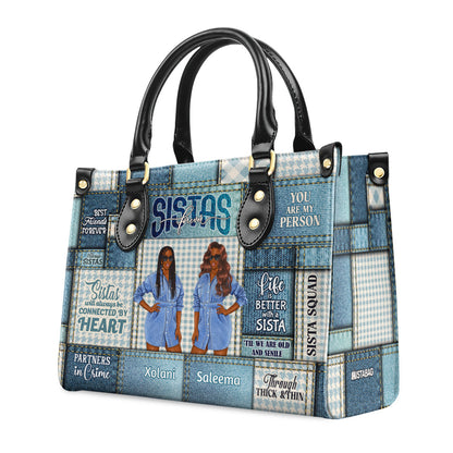 Sistas Forever - Personalized Leather Handbag SBLHBLM1354D