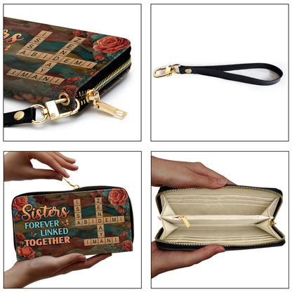 Sisters Forever Linked Together - Personalized Leather Clutch Purse