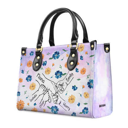 Nana Flower Hands - Personalized Leather Handbag