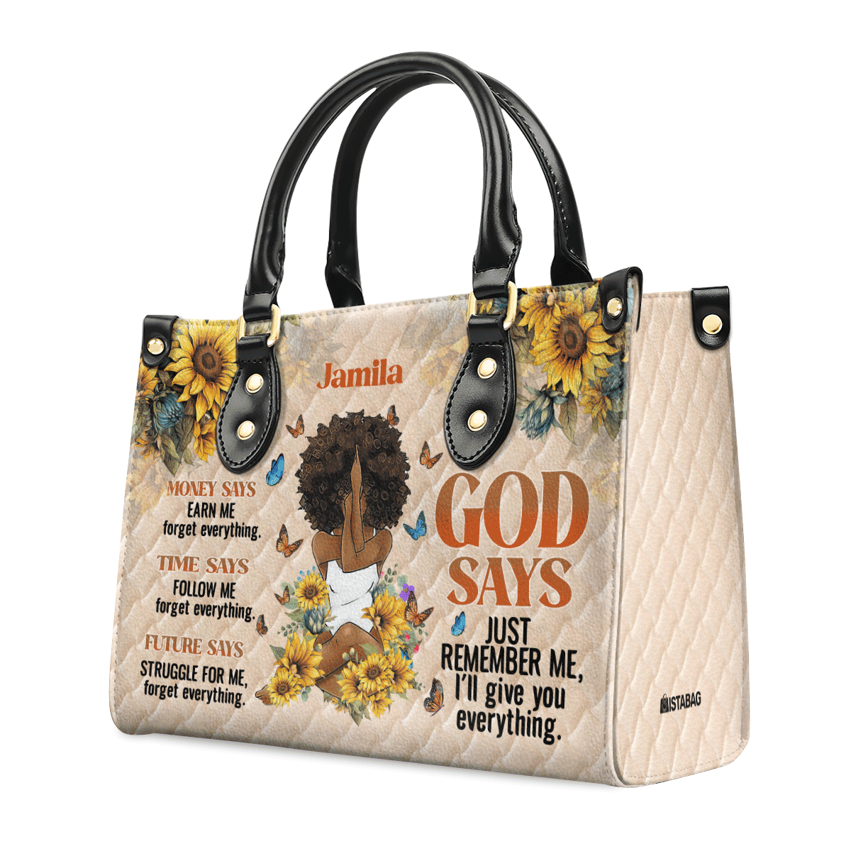 God Says Just Remember Me - Personalized Leather Handbag SBLHBLM1402TA