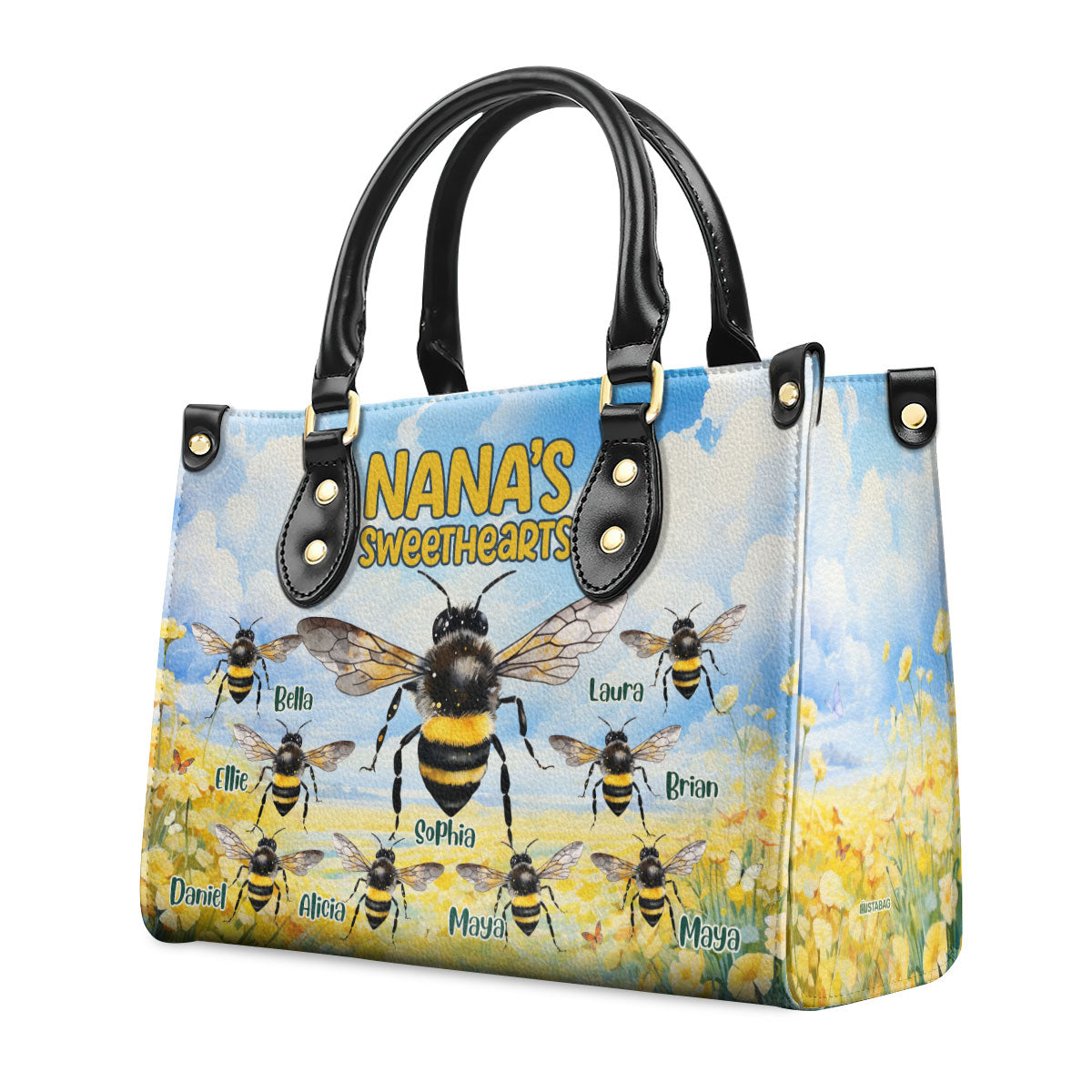 Nana's Sweethearts - Bees Personalized Leather Handbag STB114