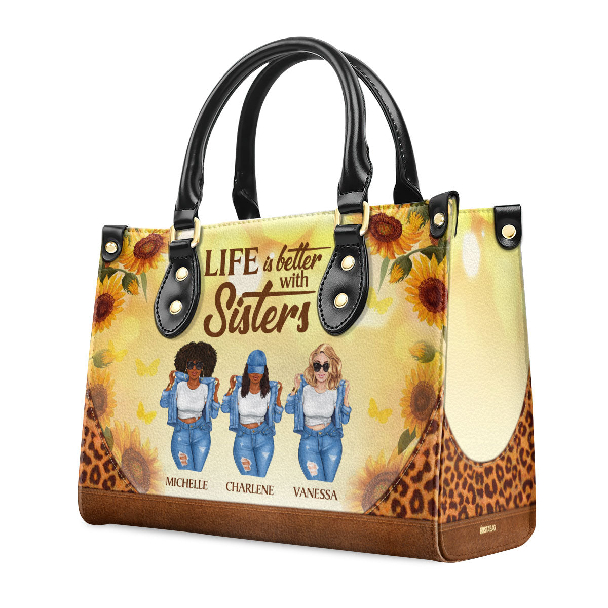 Life Is Better With Sisters - Personalized Leather Handbag STB01