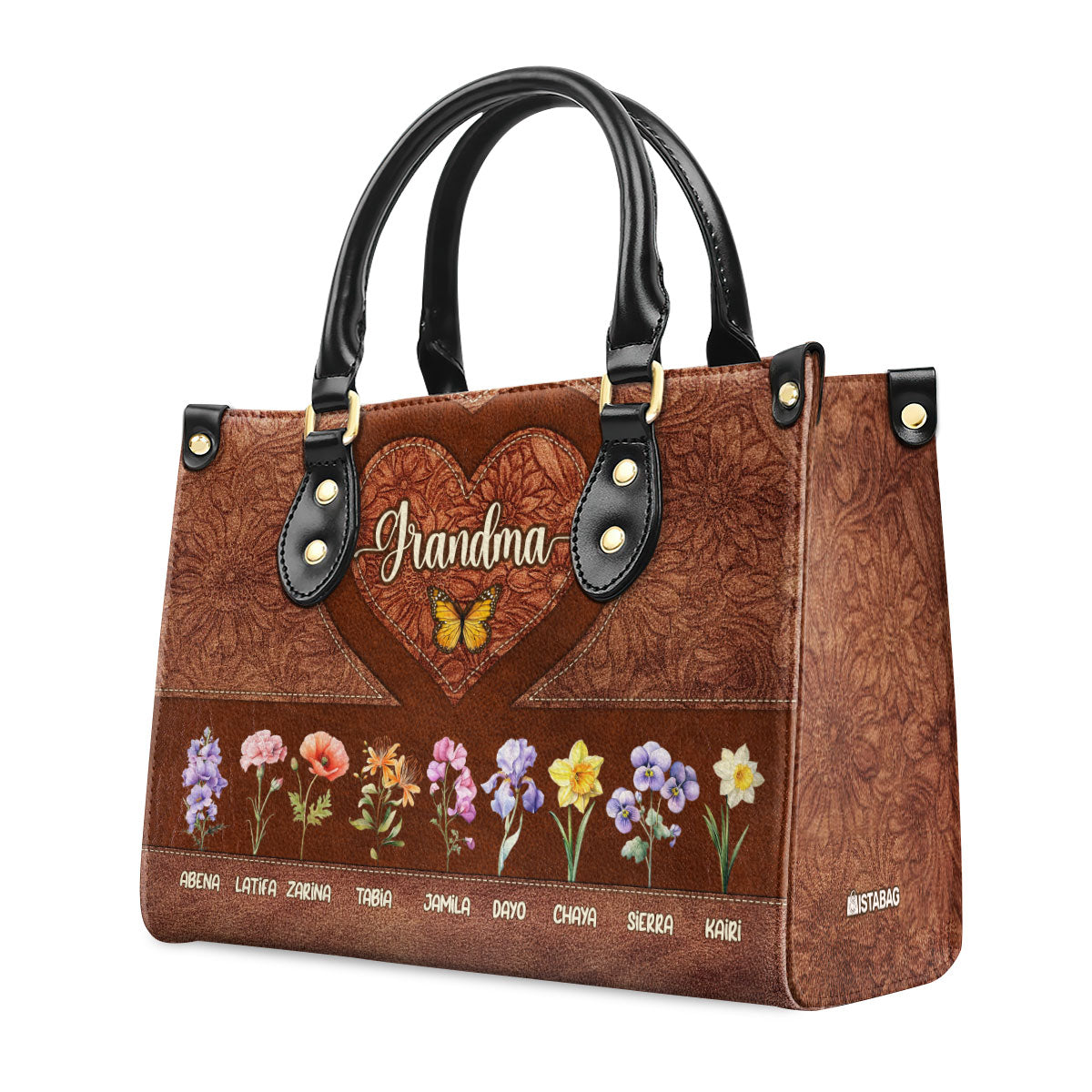 Grandma Mom Birth Month - Personalized Leather Handbag SBLHBLM1392D