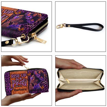 Rise Up And Pray - Personalized Leather Clutch Purse SBCPLM2609D