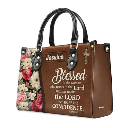 Blessed Is The Woman Who Trusts In The Lord - Personalized Leather Handbag SBLHBMTN1860L