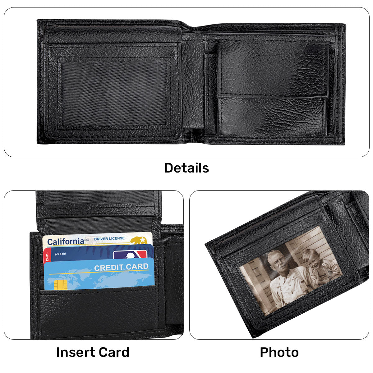 Side By Side Or Miles Apart - Personalized Leather Folded Wallet SBLFWM1033