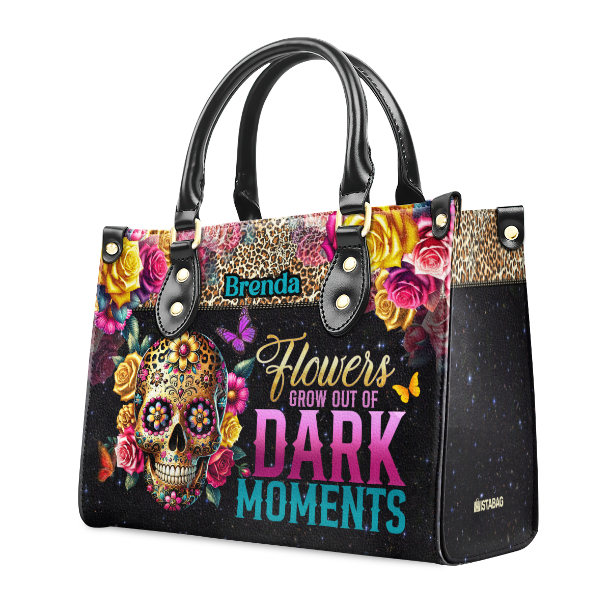 Flowers Grow Out Of Dark Moments - Personalized Leather Handbag SBLHBLM2710D