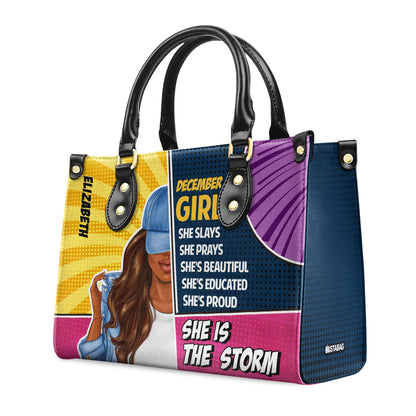 She Is The Storm - Personalized Leather Handbag SBHN06