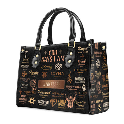 God Says I Am - Personalized Leather Handbag MB21