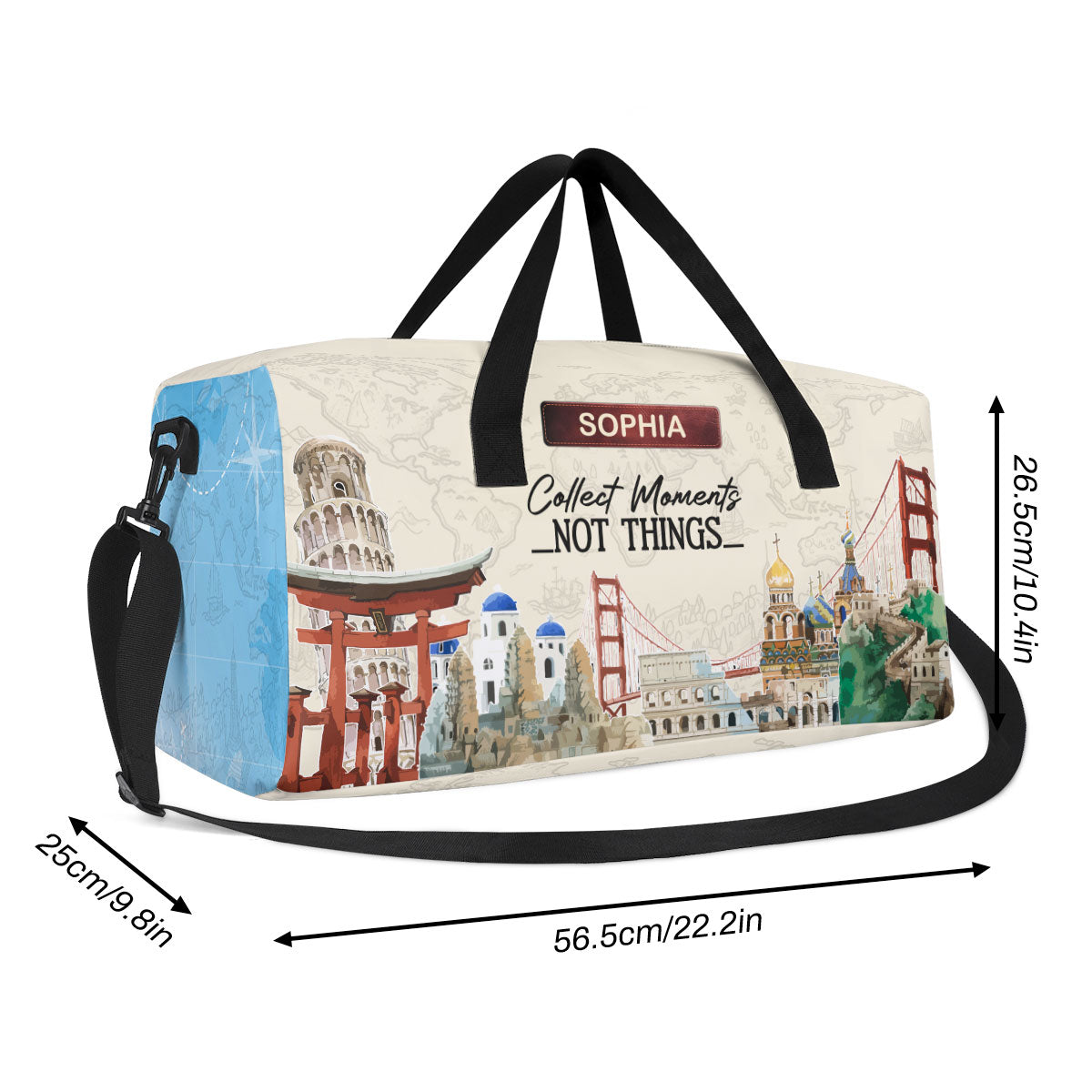 Collect Moments Not Things - Personalized Minimalist Duffle Bag SBMDBT75