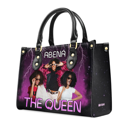 The Queen Vintage Style - Personalized Leather Handbag SBLHBNUM883M