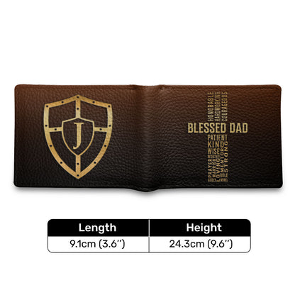 Blessed Dad  - Personalized Leather Folded Wallet SBLFWHA15