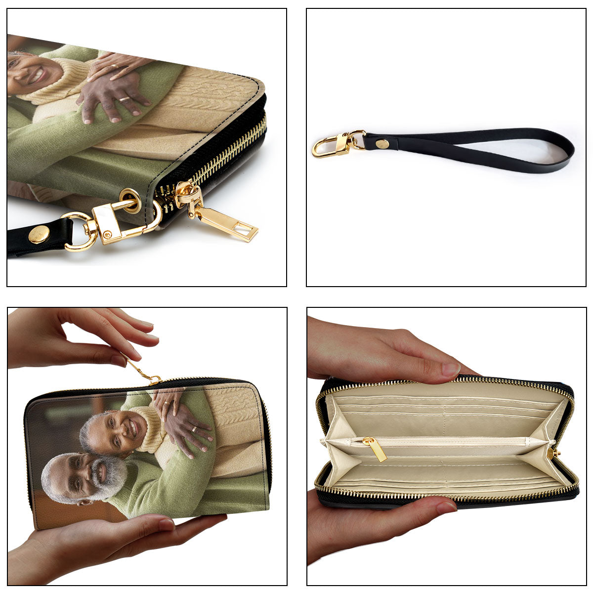 Wife Husband Couple Custom Photo - Personalized Leather Clutch Purse SBCPLM2116M