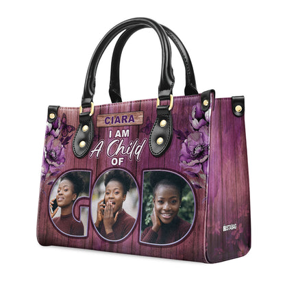 I Am A Child Of God - Personalized Leather Handbag SBLHBT83