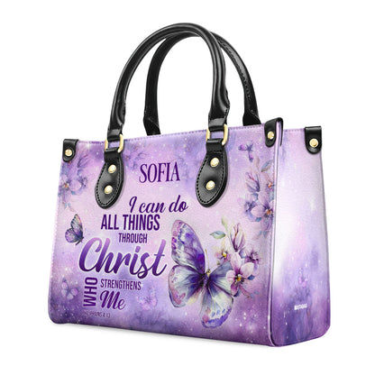 I Can Do All Things Through Christ Who Strengthens Me - Personalized Leather Handbag SBLHBTN01