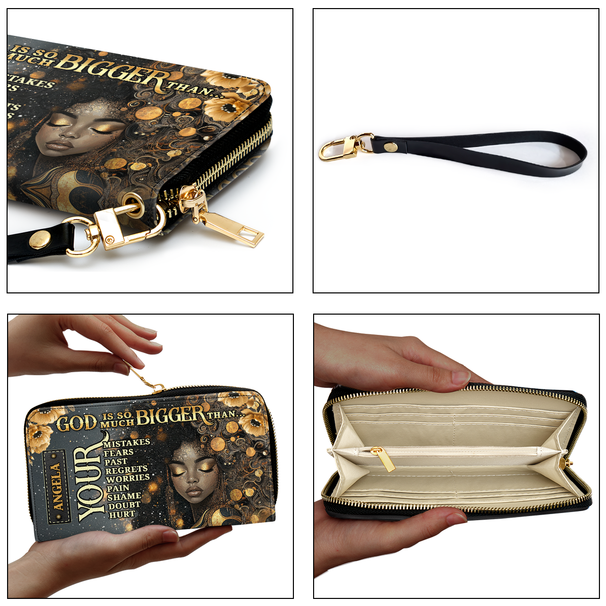 God Is So Much Bigger Than - Personalized Leather Clutch Purse