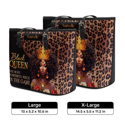 Black Queen is Powerful - Personalized Leather Totebag MB24