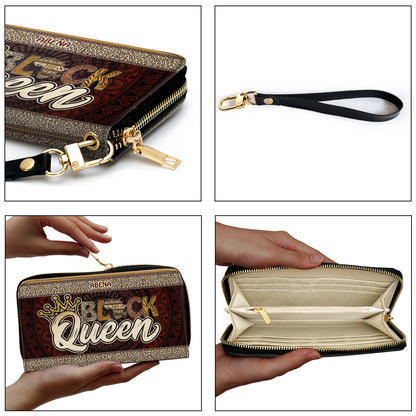 Black Queen - Personalized Leather Clutch Purse