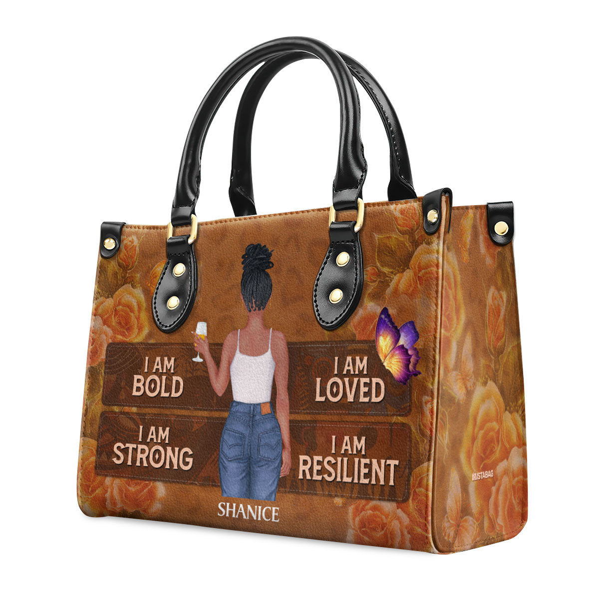 I Am BOLD - Personalized Leather Handbag STB42