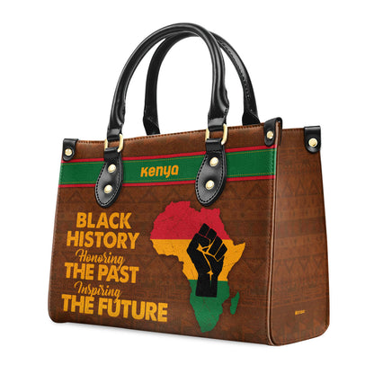 Black History Honoring The Past Inspiring The Future - Personalized Leather Handbag STB190