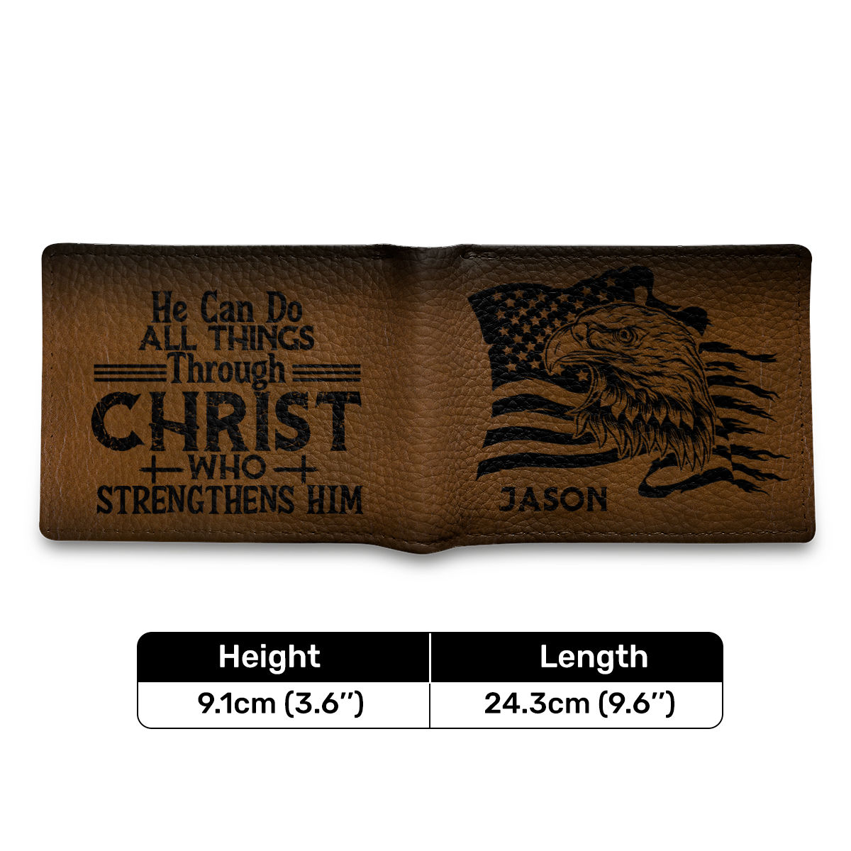 He Can Do All Things Through Christ Who Strengthens Him - Personalized Leather Folded Wallet SBLFWLM2753T