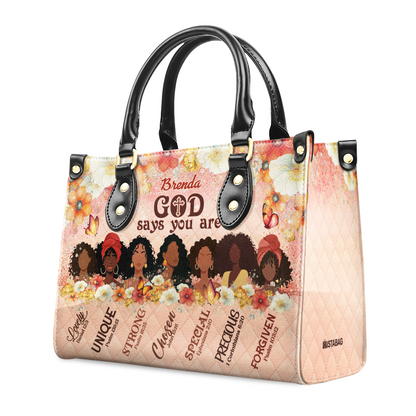 God Says You Are - Personalized Leather Handbag SBLHBLM2478L