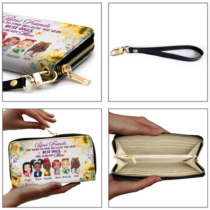 Best Friends Are Hard To Find - Personalized Leather Clutch Purse