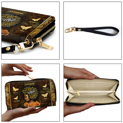 Mom Butterfly - Personalized Leather Clutch Purse SBCPLTN1399L