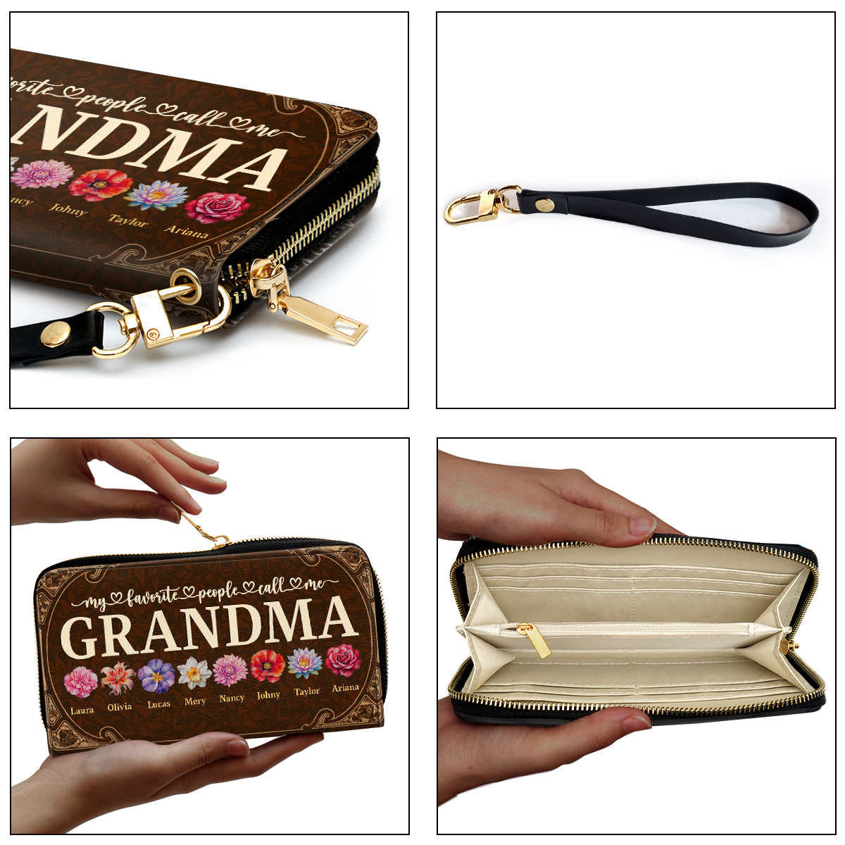 Blessed To Be Called Grandma - Personalized Leather Clutch Purse SBCPLTU2571D