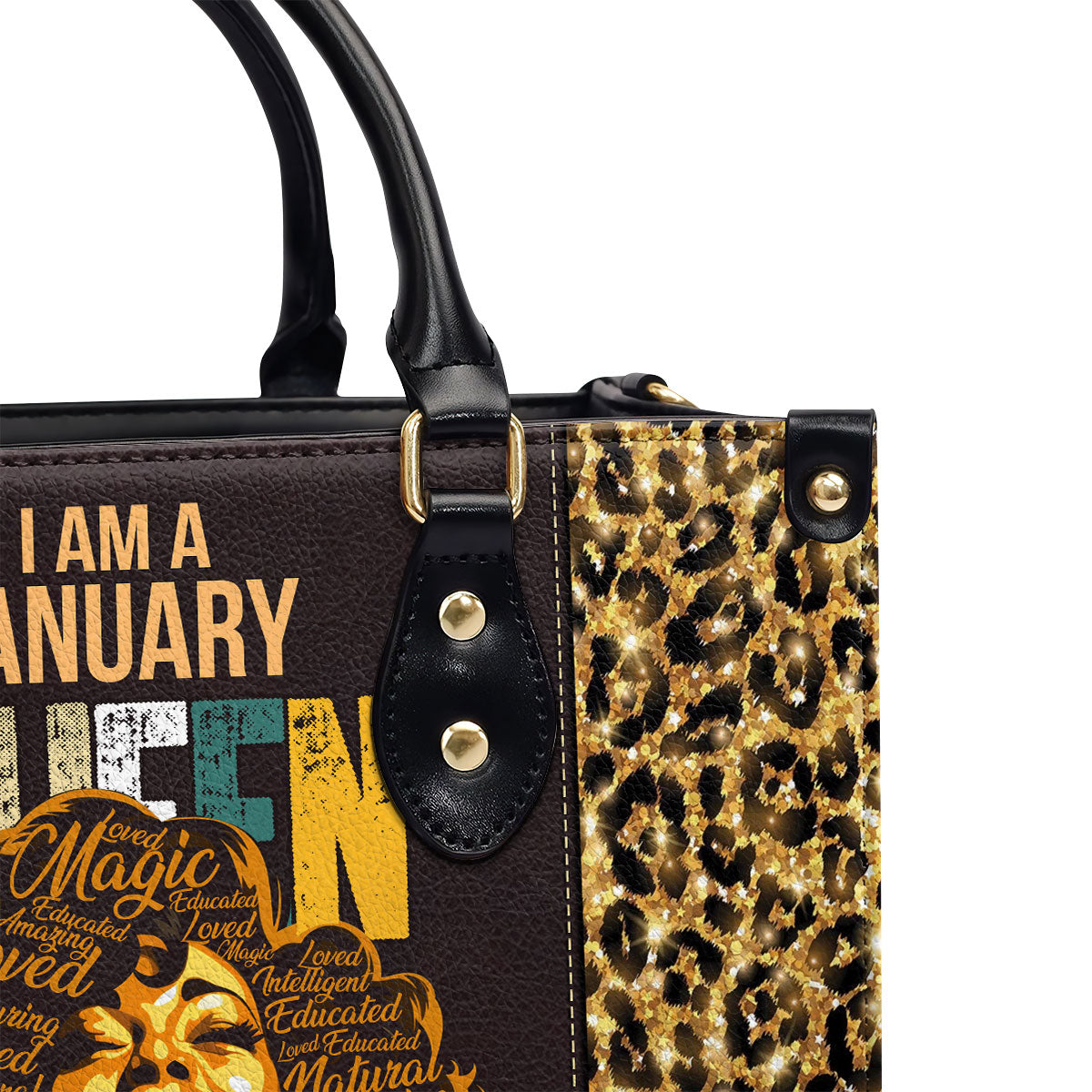 I Am A Queen - Personalized Leather Handbag STB12