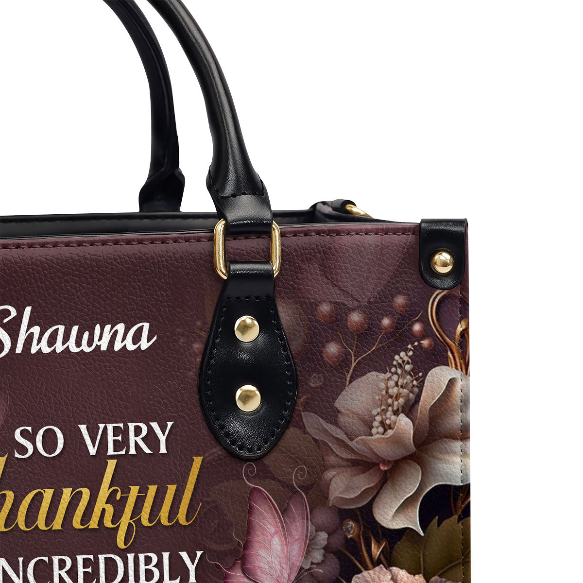 So Very Thankful - Personalized Leather Handbag STB30