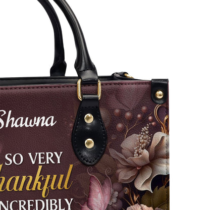 So Very Thankful - Personalized Leather Handbag STB30