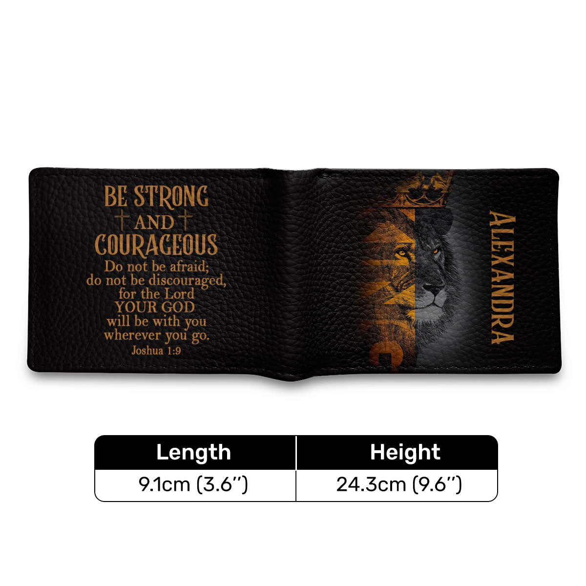 Be Strong - Personalized Leather Folded Wallet SBLFWM1032