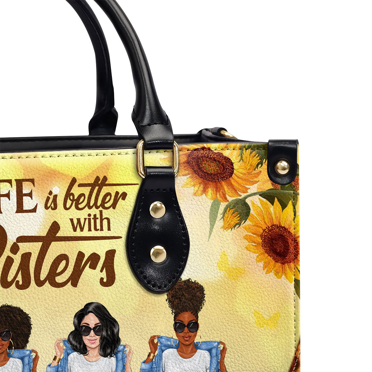 Life Is Better With Sisters - Personalized Leather Handbag STB01