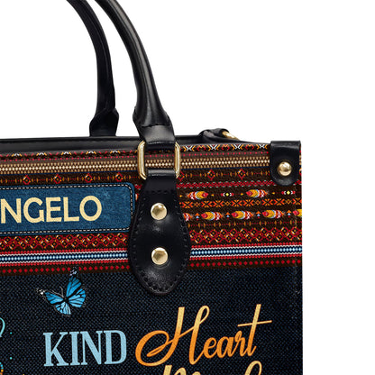 Kind Heart Fierce Mind Brave Spirit - Personalized Leather Handbag MB97