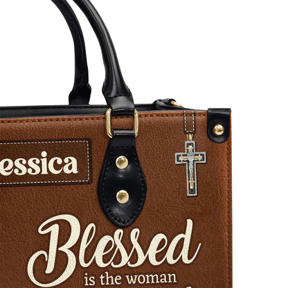 Blessed Is The Woman Who Trusts In The Lord - Personalized Leather Handbag SBLHBMTN1860L