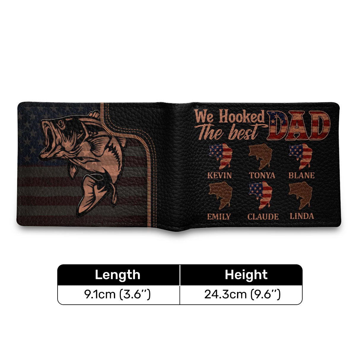 We Hooked The Best Dad - Personalized Leather Folded Wallet SBLFWM1025